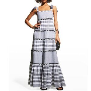 Veronica Beard 'Quartz' Striped Cotton Maxi Dress, Black Multi